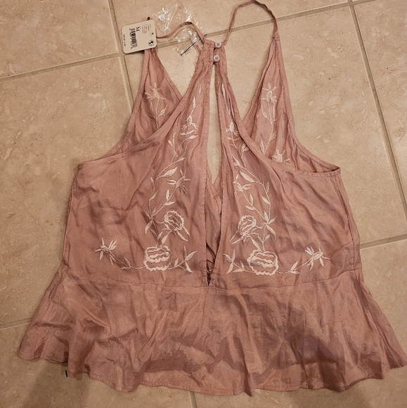 NWT Free People Rose Pink Embroidered Top - Picture 2 of 7
